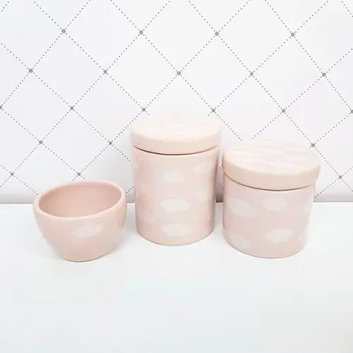 Kit Higiene 3 Peças Rosé Estampa Nuvens