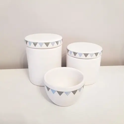 Kit Higiene 3 Peças Varalzinho / Triângulos - Azul