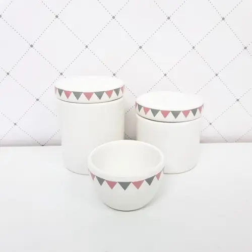 Kit Higiene 3 Peças Varalzinho Cinza e Rosa