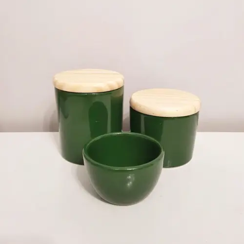 Kit Higiene 3 Peças Verde Floresta / Escuro - Tampinha Pinus