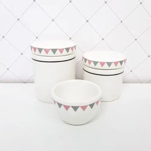 Kit Higiene 3 Peças Varalzinho Cinza e Rosa