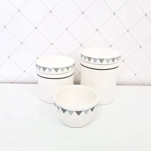 Kit Higiene 3 Peças Varalzinho / Triângulos - Cinza