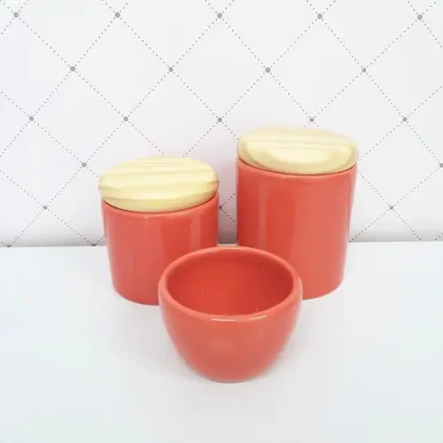Kit Higiene 3 Peças Vermelho Coral - Tampinha Pinus
