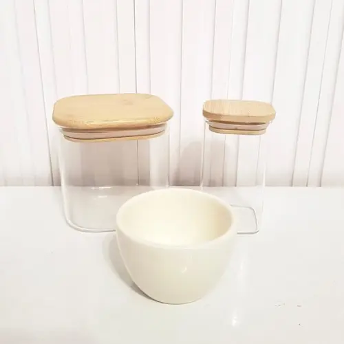 Kit Higiene 3 Peças Vidro Bambu - para Algodão Bellacotton