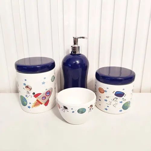 Kit Higiene 4 Peças Astronauta Azul Marinho