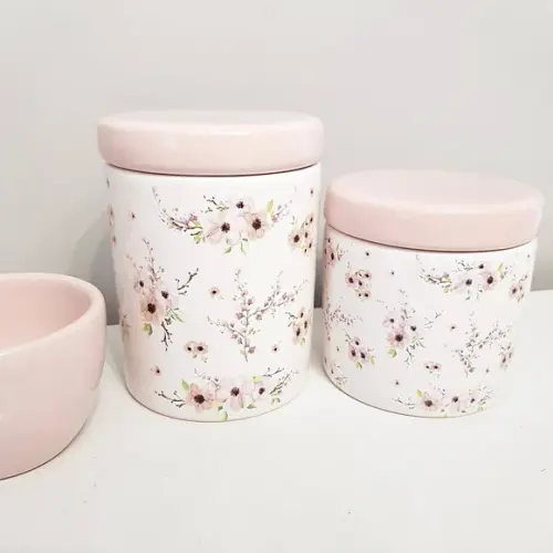 Kit Higiene 4 Peças Floral Cerejeira Rosa Rosé