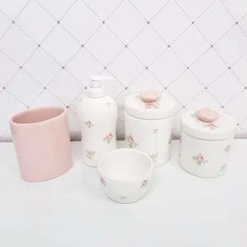 Kit Higiene 5 Peças Floral Rosé