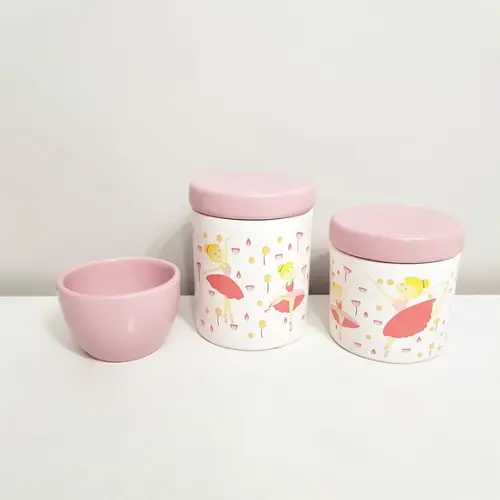 Kit Higiene Bailarina 3 peças - tampa de cerâmica