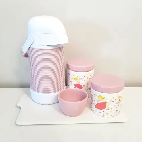Kit Higiene Bailarina Rosa - Bandeja Reta + Térm Alinhavada