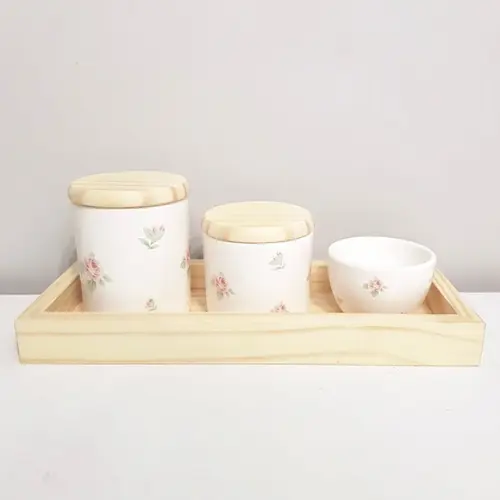 Kit Higiene Bebê 13x33cm Floral Madeira Pinus