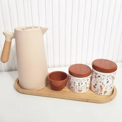 Kit Higiene Bebê 16x44cm Bosque Cogumelo Nude e Caramelo