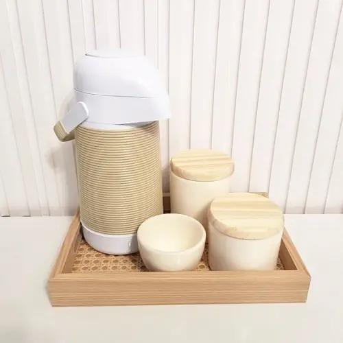 Kit Higiene Bebê 20x30cm Creme Bege Pinus - Térm. Alinhavada