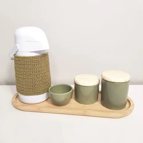 Kit Higiene Bebê 16x44cm Verde Militar/oliva -térmica Crochê