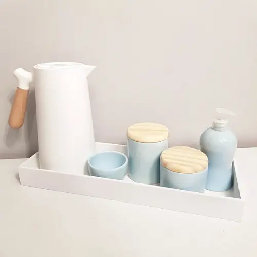 Kit Higiene Bebê 16x45cm Azul Antigo e Branco -térm. Nórdica