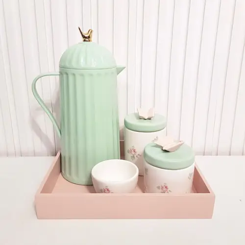 Kit Higiene Bebê 23x29cm Floral Rosé e Verde - Térmica Bird