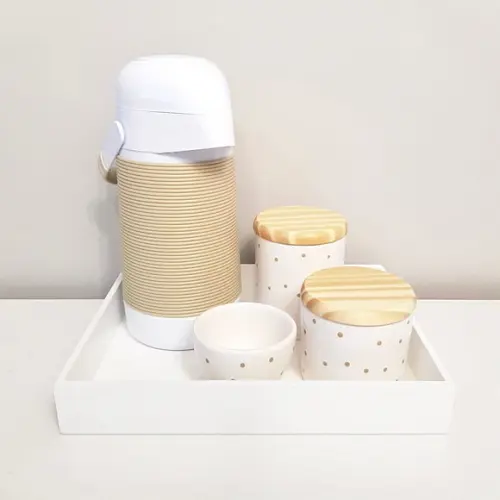 Kit Higiene Bebê 23x29cm Poás Bege - Térmica Alinhavada