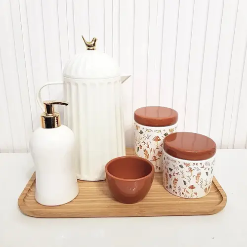 Kit Higiene Bebê 23x33cm Bosque Cogumelo - Caramelo