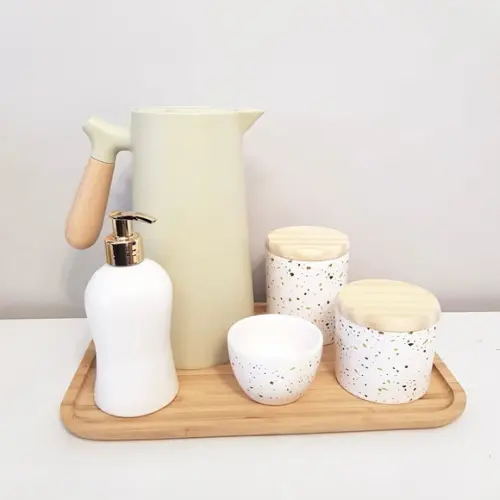 Kit Higiene Bebê 23x33cm Granilite Verde e Branco - Nórdica