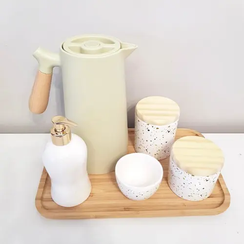 Kit Higiene Bebê 23x33cm Granilite Verde e Branco - Nórdica