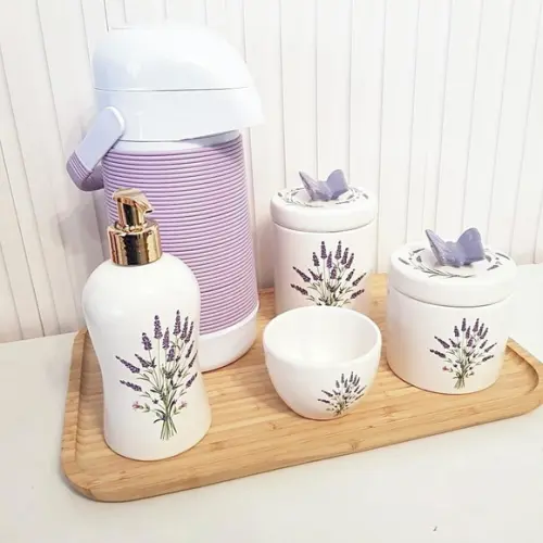 Kit Higiene Bebê 23x33cm Lavanda Lilás - Térm. Alinhavada