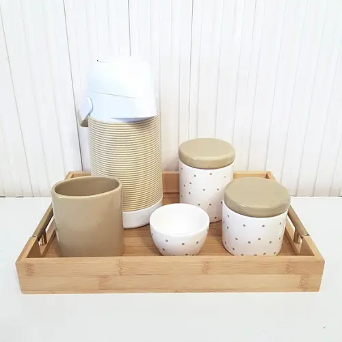 Kit Higiene Bebê 26x38cm Poás Cáqui - Térmica Alinhavada