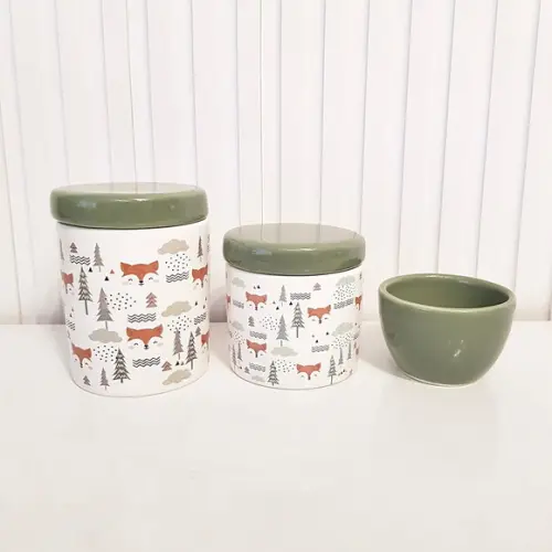 Kit Higiene Bebê 3 Pçs Bosque Raposinha Verde Militar/oliva