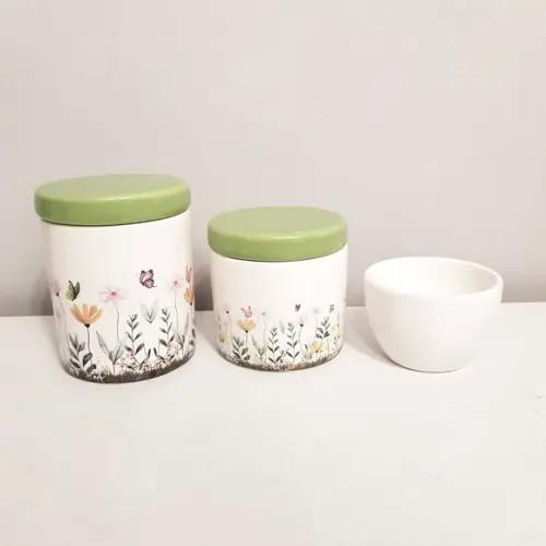 Kit Higiene Bebê 3 Pças Jardim Encantado Floral Verde Escuro