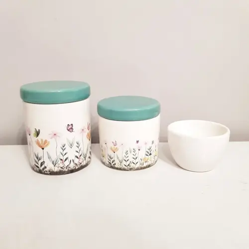 Kit Higiene Bebê 3 Pças Jardim Encantado Floral Verde Escuro