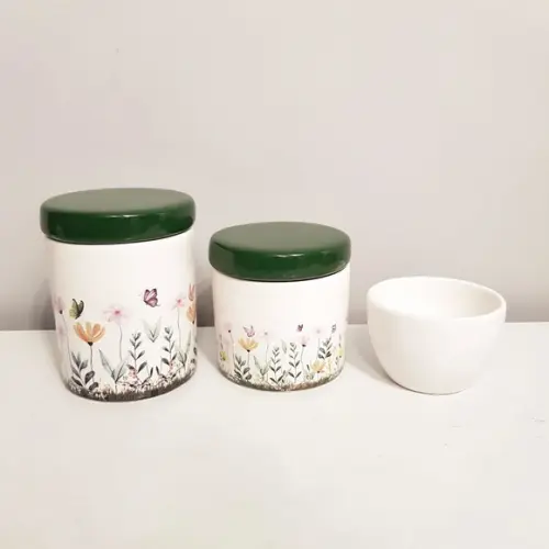 Kit Higiene Bebê 3 Pças Jardim Encantado Floral Verde Escuro