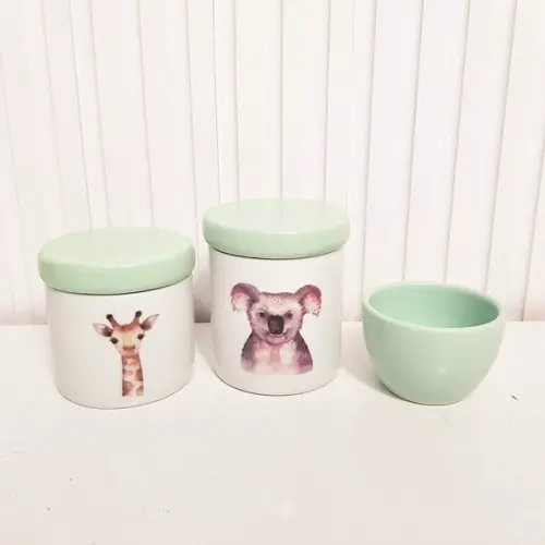 Kit Higiene Bebê 3 Pçs Porcelana Coala e Girafa - Verde Bebê