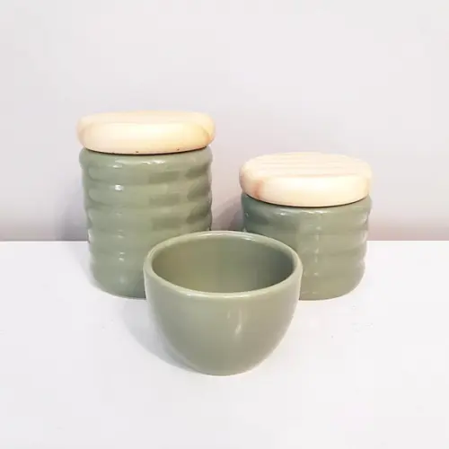 Kit Higiene Bebê 3 Pçs Ondulado Verde Militar / Oliva Pinus