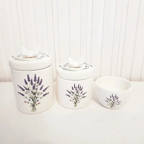 Kit Higiene Bebê 3 Pçs Lavanda - Tampa Estampada c/ Aplique