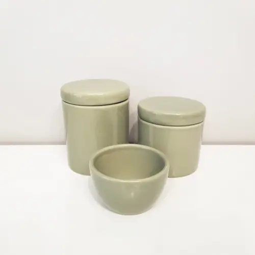 Kit Higiene Bebê 3 Pçs Verde Militar/oliva - Tampa Cerâmica