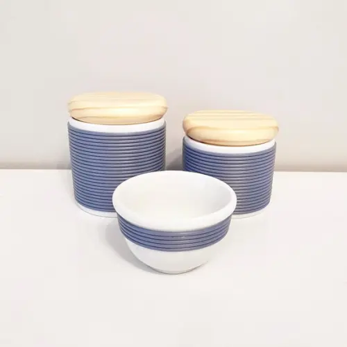 Kit Higiene Bebê 3 Peças Alinhavado Pinus - Azul Jeans