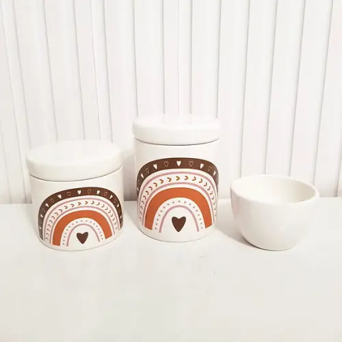 Kit Higiene Bebê 3 Peças Arco-íris Boho Marrom + Branco