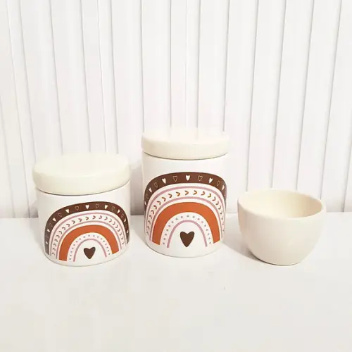 Kit Higiene Bebê 3 Peças Arco-íris Boho Marrom + Creme