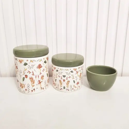 Kit Higiene Bebê 3 Peças Bosque Cogumelo - Verde Militar