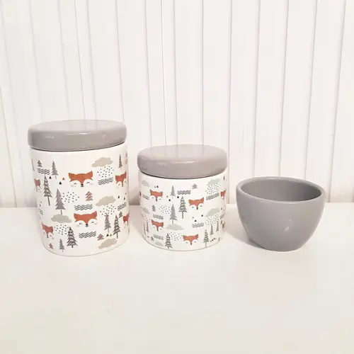 Kit Higiene Bebê 3 Peças Bosque Raposinha - Cinza