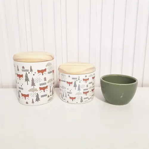 Kit Higiene Bebê 3 Peças Bosque Raposinha - Tampa Pinus