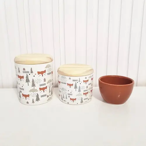 Kit Higiene Bebê 3 Peças Bosque Raposinha - Tampa Pinus