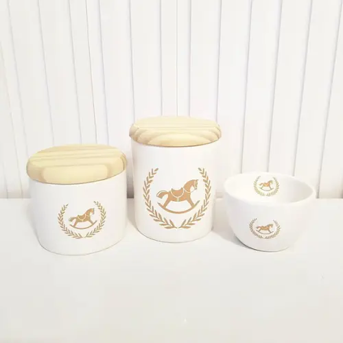 Kit Higiene Bebê 3 Peças Cavalinho Marrom Cáqui - Pinus