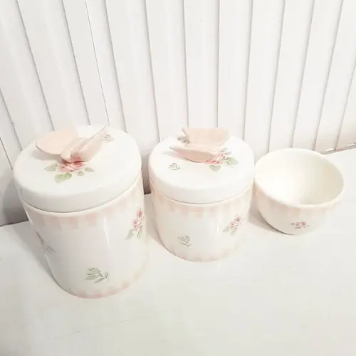 Kit Higiene Bebê 3 Peças Floral + Xadrez Rosa + Borboleta