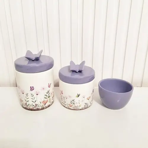 Kit Higiene Bebê 3 Peças Jardim Encantado Lilás Borboleta