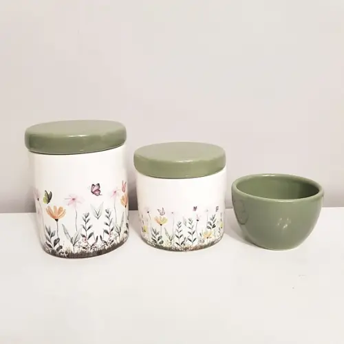 Kit Higiene Bebê 3 Peças Jardim Encantado Floral Verde