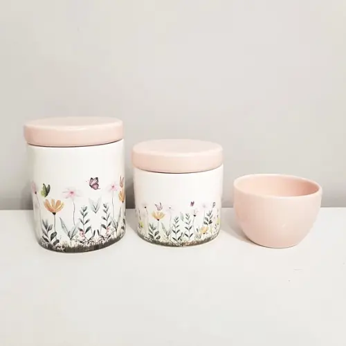 Kit Higiene Bebê 3 Peças Jardim Encantado Floral Rosa Rosé