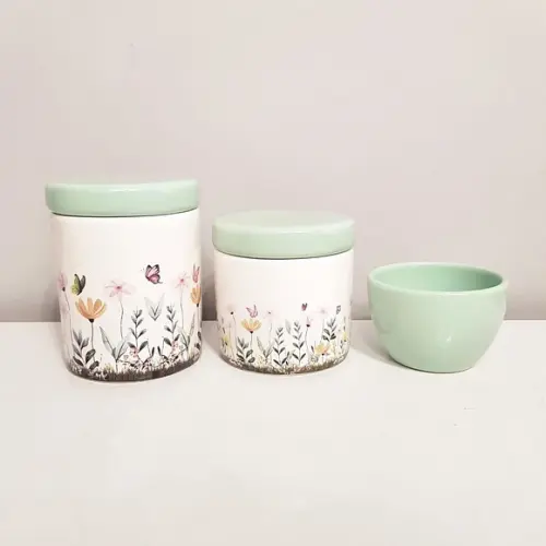 Kit Higiene Bebê 3 Peças Jardim Encantado Floral Verde