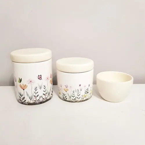 Kit Higiene Bebê 3 Peças Jardim Encantado Floral - Creme