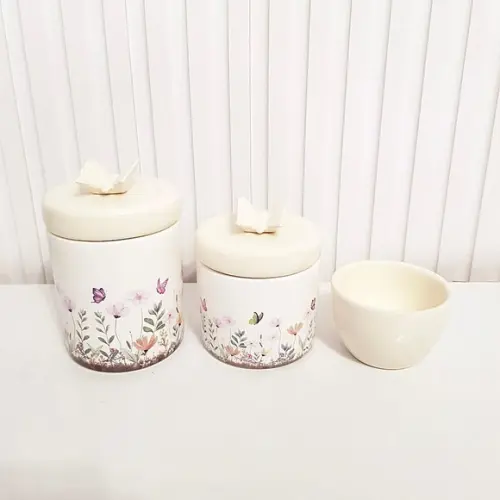 Kit Higiene Bebê 3 Peças Jardim Encantado Creme Borboleta