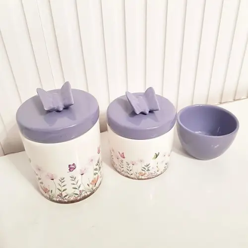 Kit Higiene Bebê 3 Peças Jardim Encantado Lilás Borboleta