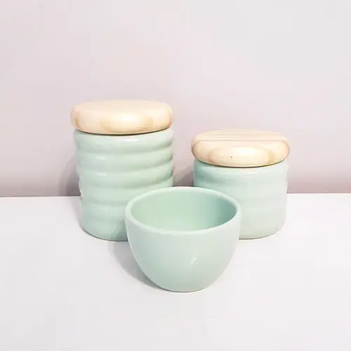 Kit Higiene Bebê 3 Peças Ondulado Verde Bebê - Tampa Pinus